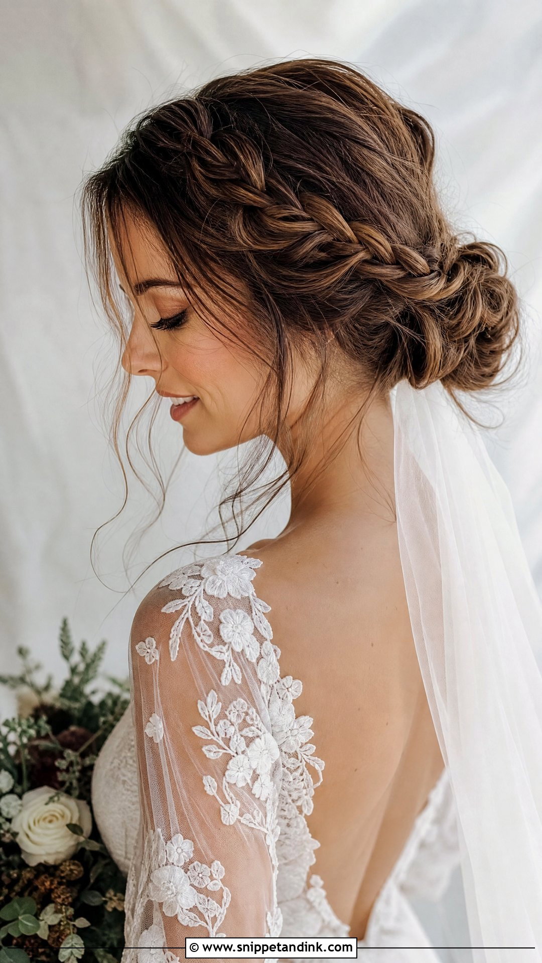 Boho Braided Updo With Veil - Snippet and Ink - 20 Hair with Veil Ideas