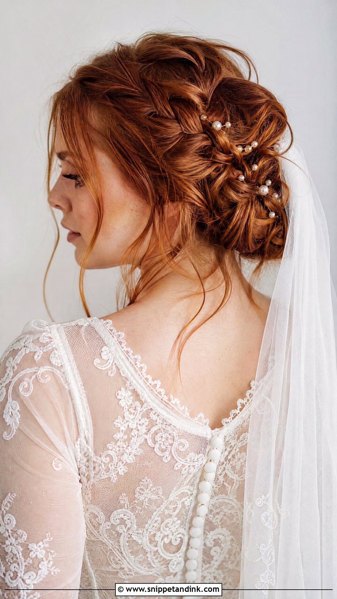 Boho Braided Updo With Veil - Snippet and Ink - 20 Bridal Hair Design Ideas