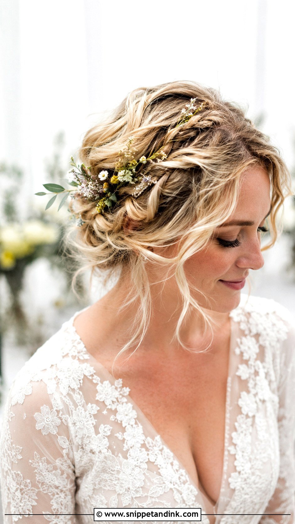 Boho Braided Updo for Short Hair - Snippet and Ink - 20 Short Updo Wedding Hairstyles