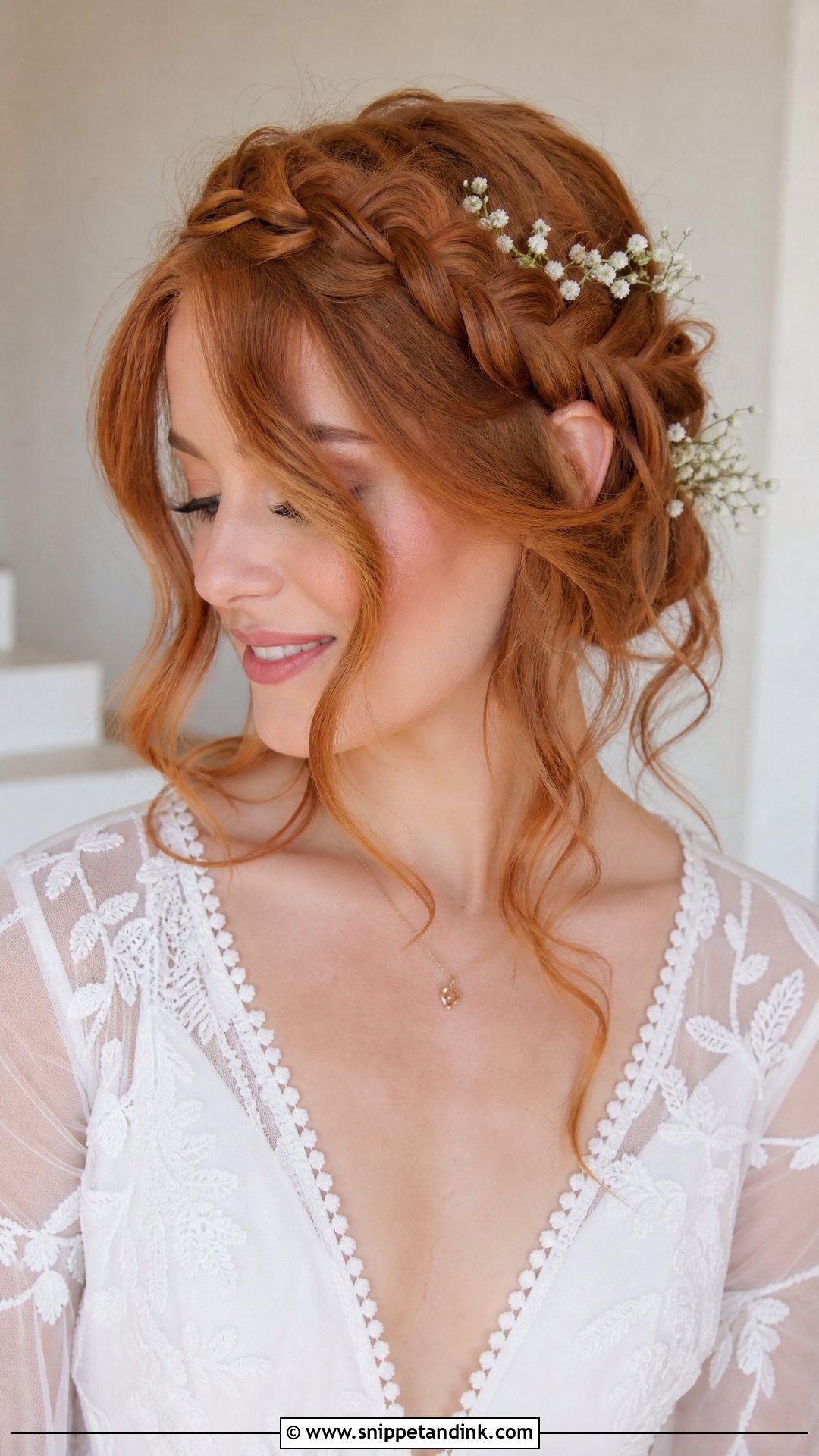 Boho Braided Updo with Long Bangs - Snippet and Ink - 20 Wedding Hair with Fringe Ideas