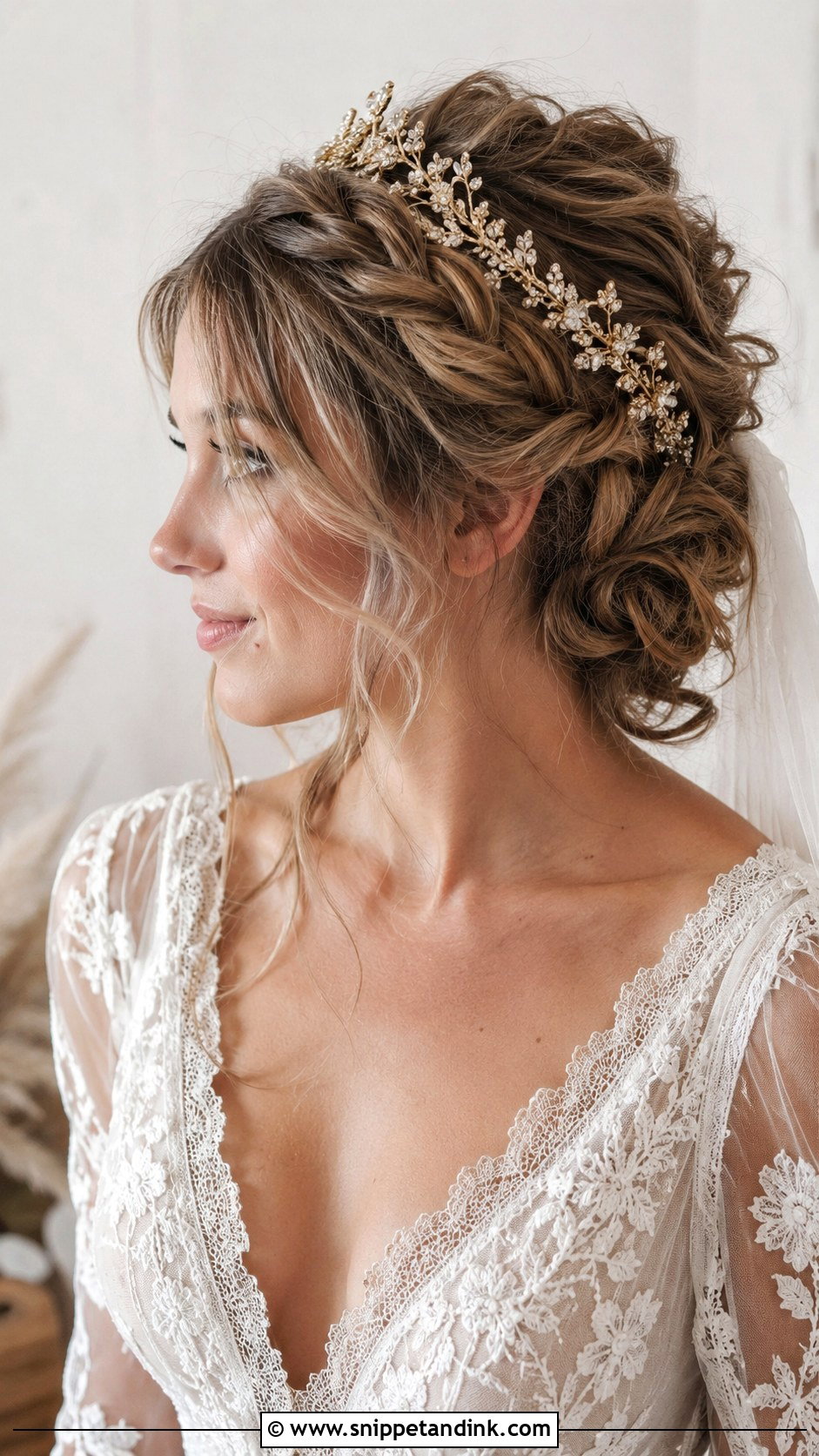 Boho Braided Updo with Tiara - Snippet and Ink - 20 Bride Hairstyles with Tiara