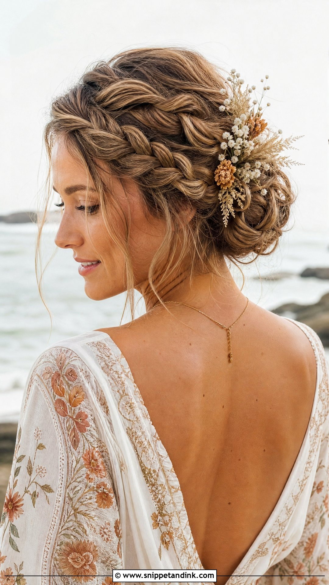 Boho Braided Updo - Snippet and Ink - 20 Beach Wedding Guest Hair Ideas