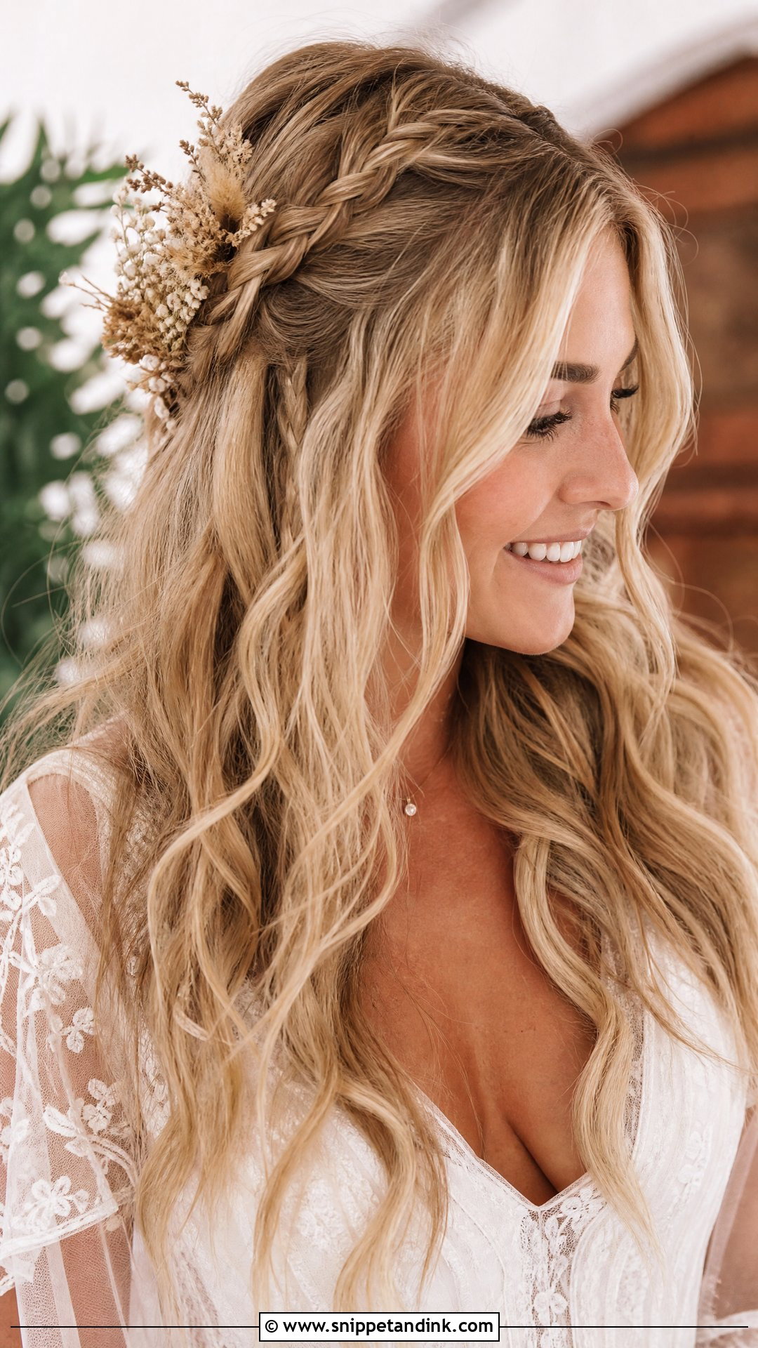Boho Braided Wedding Hairstyle for Medium Hair - Snippet and Ink - 20 Shoulder Length Hair Wedding Styles