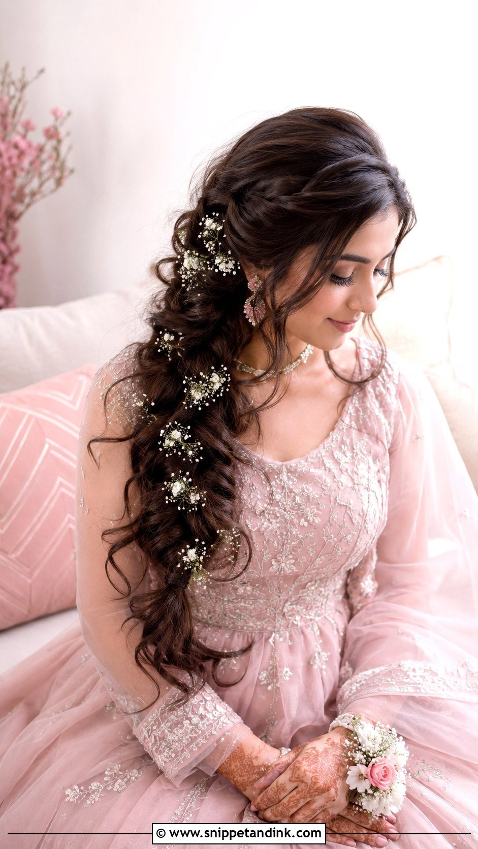Boho Braids With Babys Breath - Snippet and Ink - 20 Indian Bridal Hair Ideas