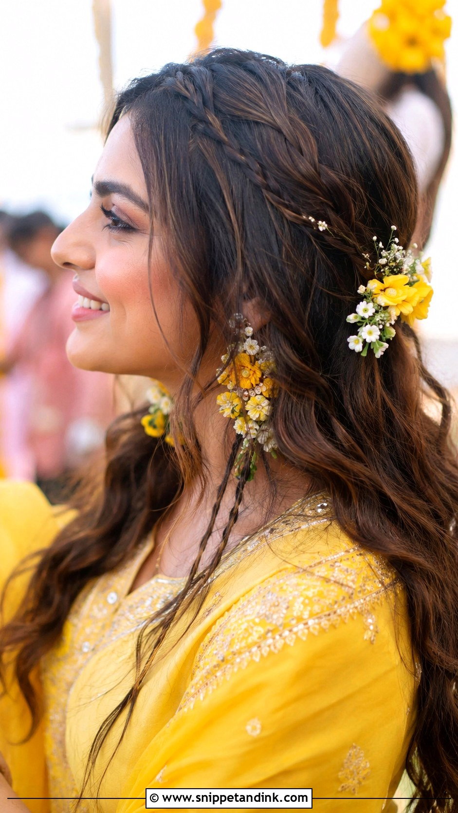 Boho Braids With Flowers - Snippet and Ink - 30 Indian Hairstyle for Wedding Ideas