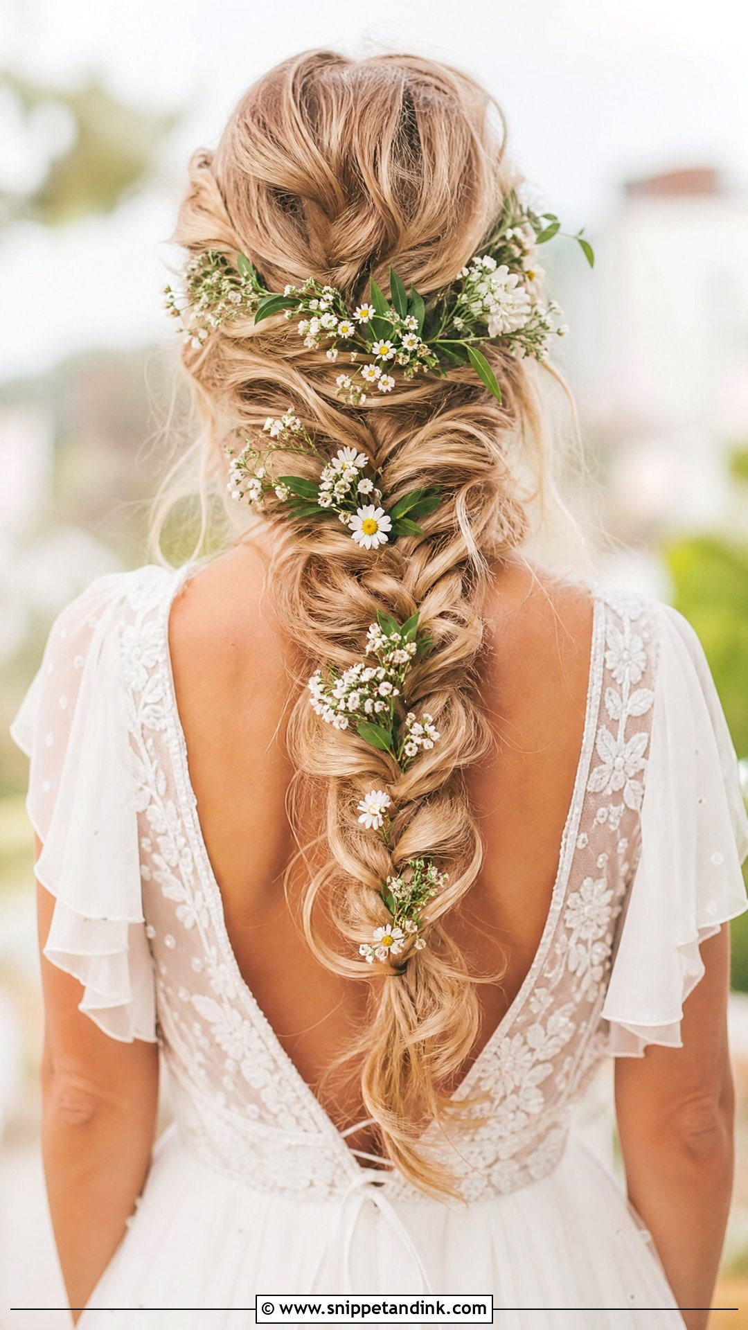 Boho Braids With Flowers Wedding Hairstyle - Snippet and Ink - 15 Boho Braids Wedding Hairstyles