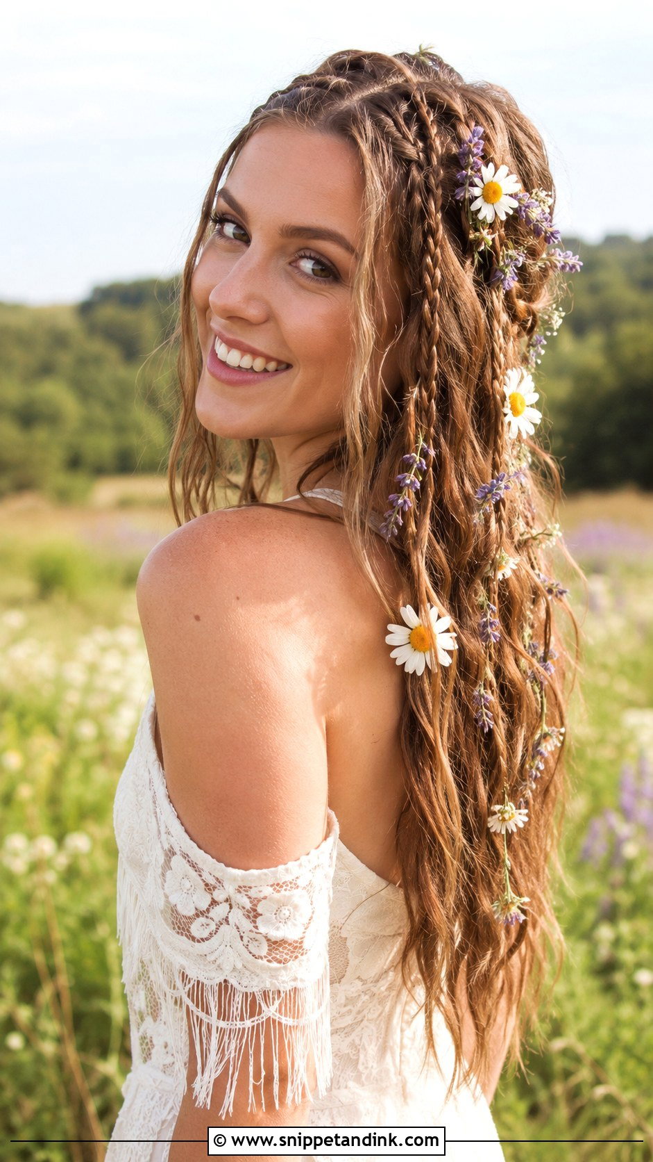 Boho Braids With Wildflowers - Snippet and Ink - 20 Bride Hair Flowers