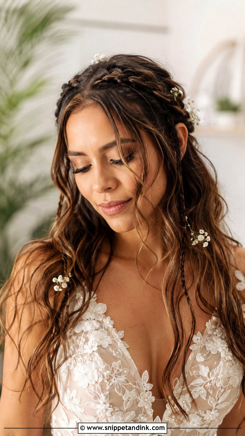 Boho Braids with Hair Down - Snippet and Ink - 25 Wedding Hairstyles for Bride Down