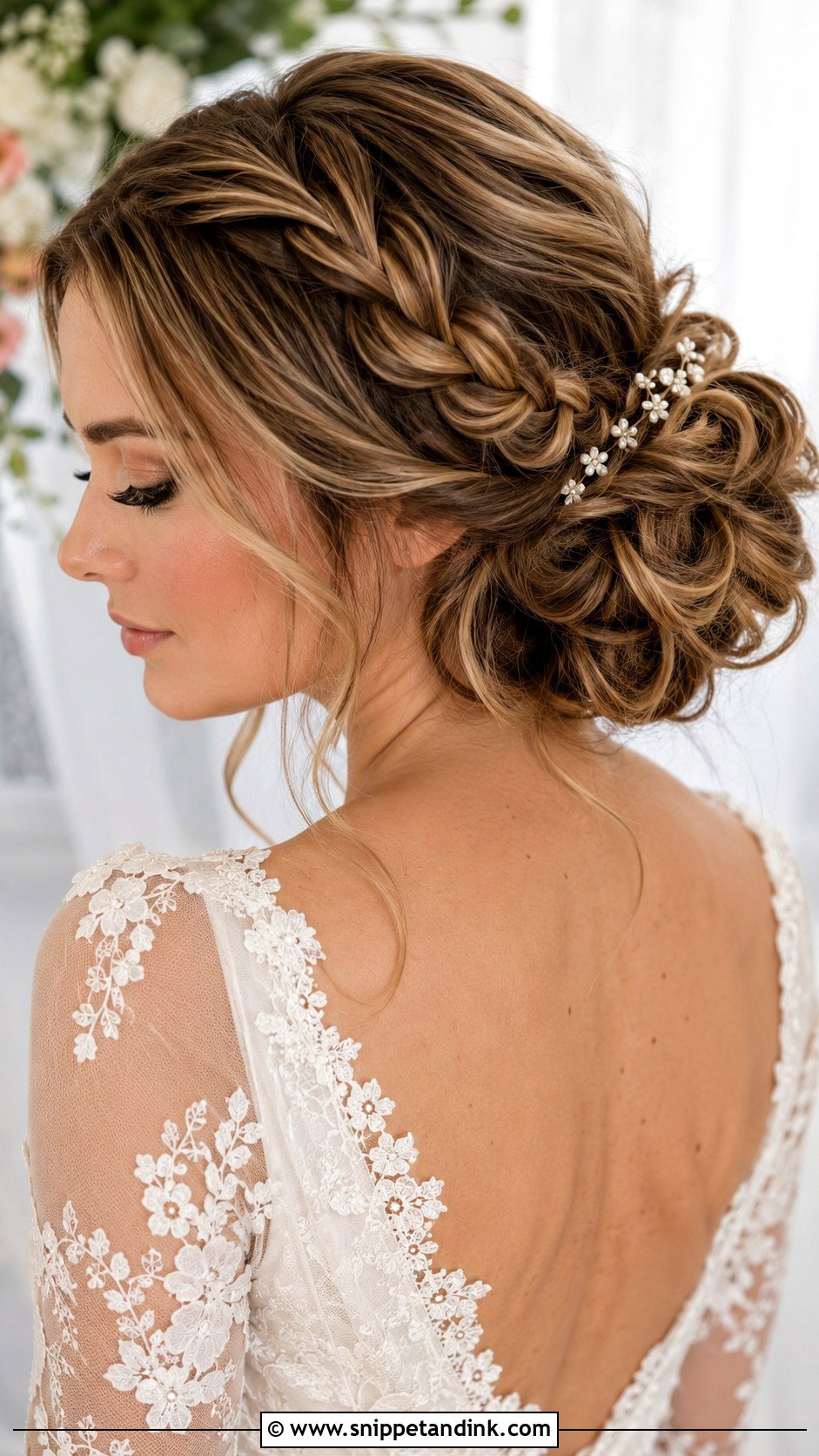 Boho Bridal Braided Bun - Snippet and Ink - 20 Boho Bridal Hair Updo Ideas