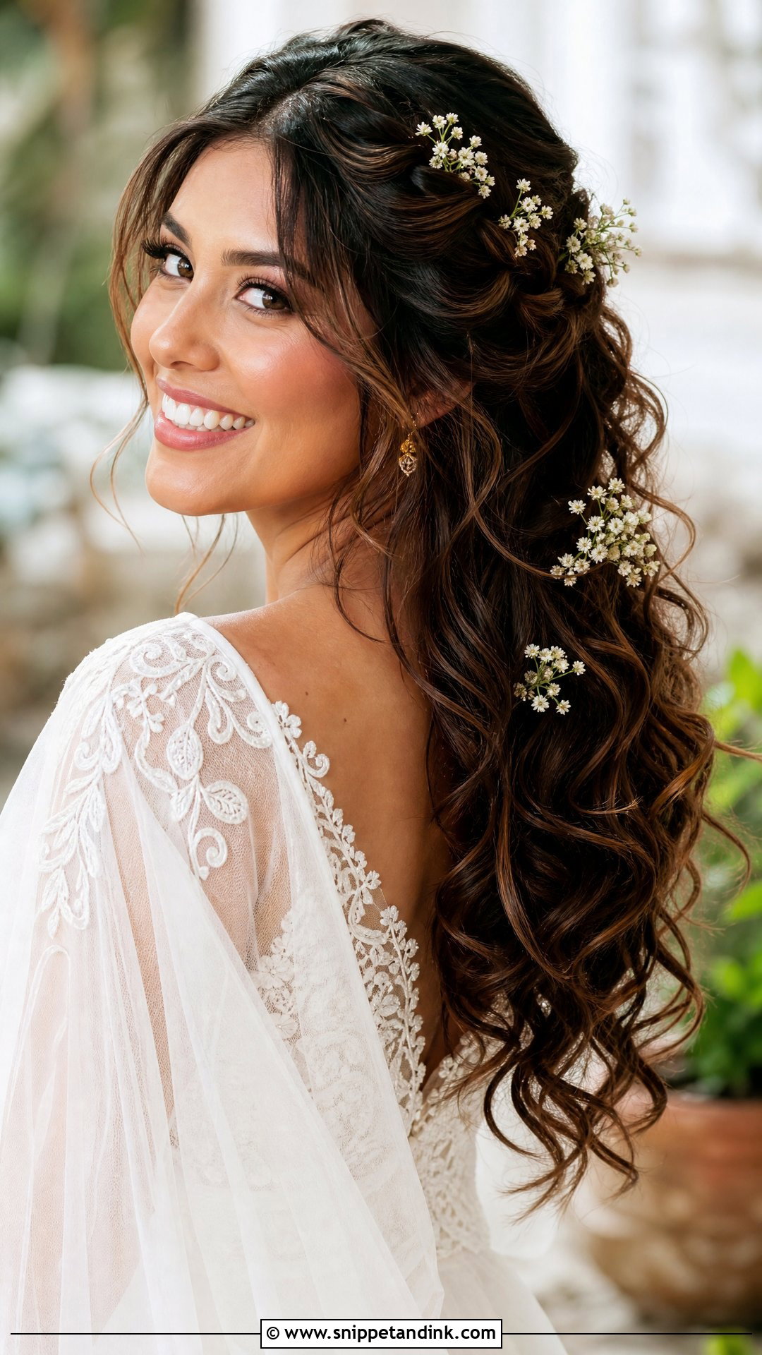 Boho Bridal Curls With Flowers - Snippet and Ink - 15 Bridal Curls Hairstyles
