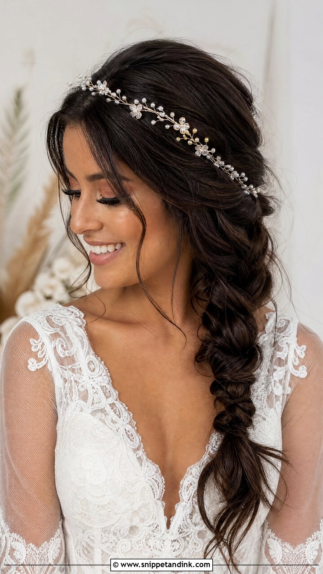 Boho Bridal Hair Band With Messy Braid - Snippet and Ink - 15 Bridal Hair Bands