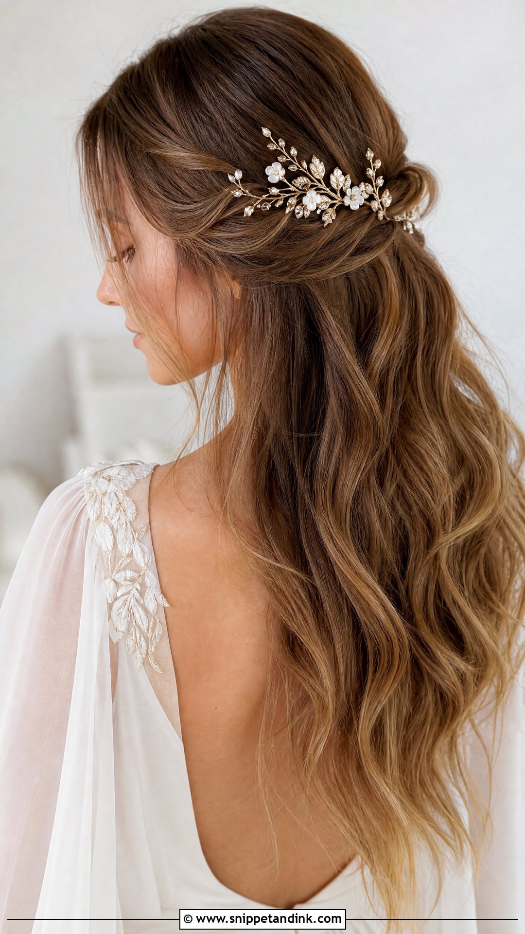 Boho Bridal Hair Comb With Loose Waves - Snippet and Ink - 15 Bridal Hair Combs