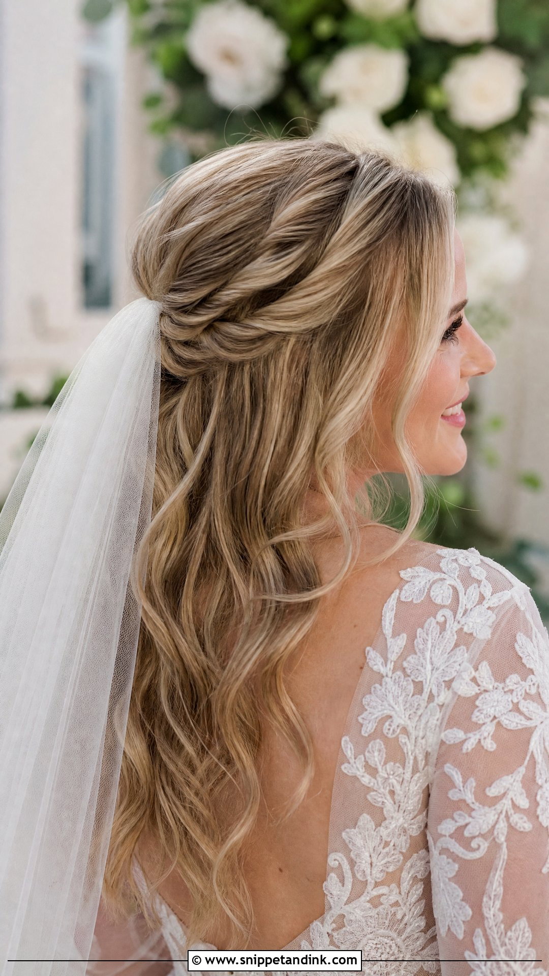 Boho Bridal Half Up Waves - Snippet and Ink - 15 Boho Bridal Hair Down Ideas