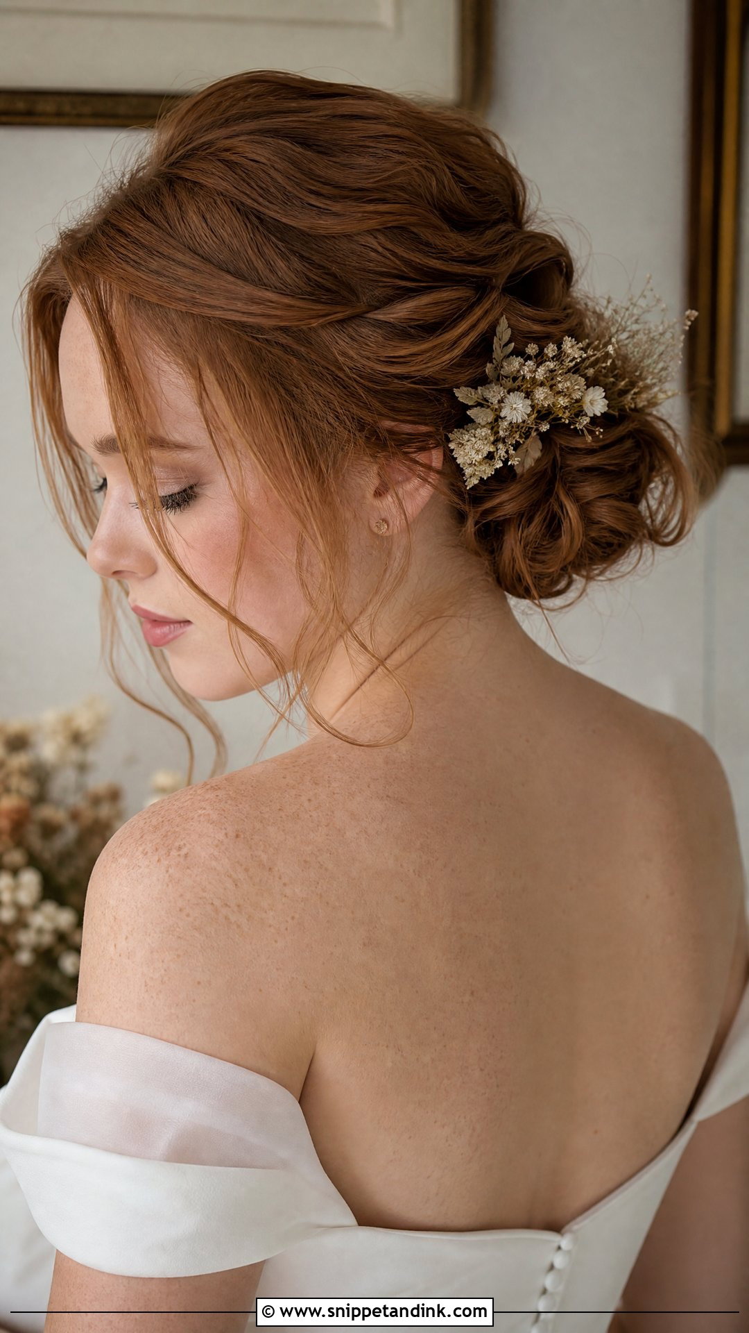 Boho Bridal Low Bun - Snippet and Ink - 15 Boho Bridal Hairstyles