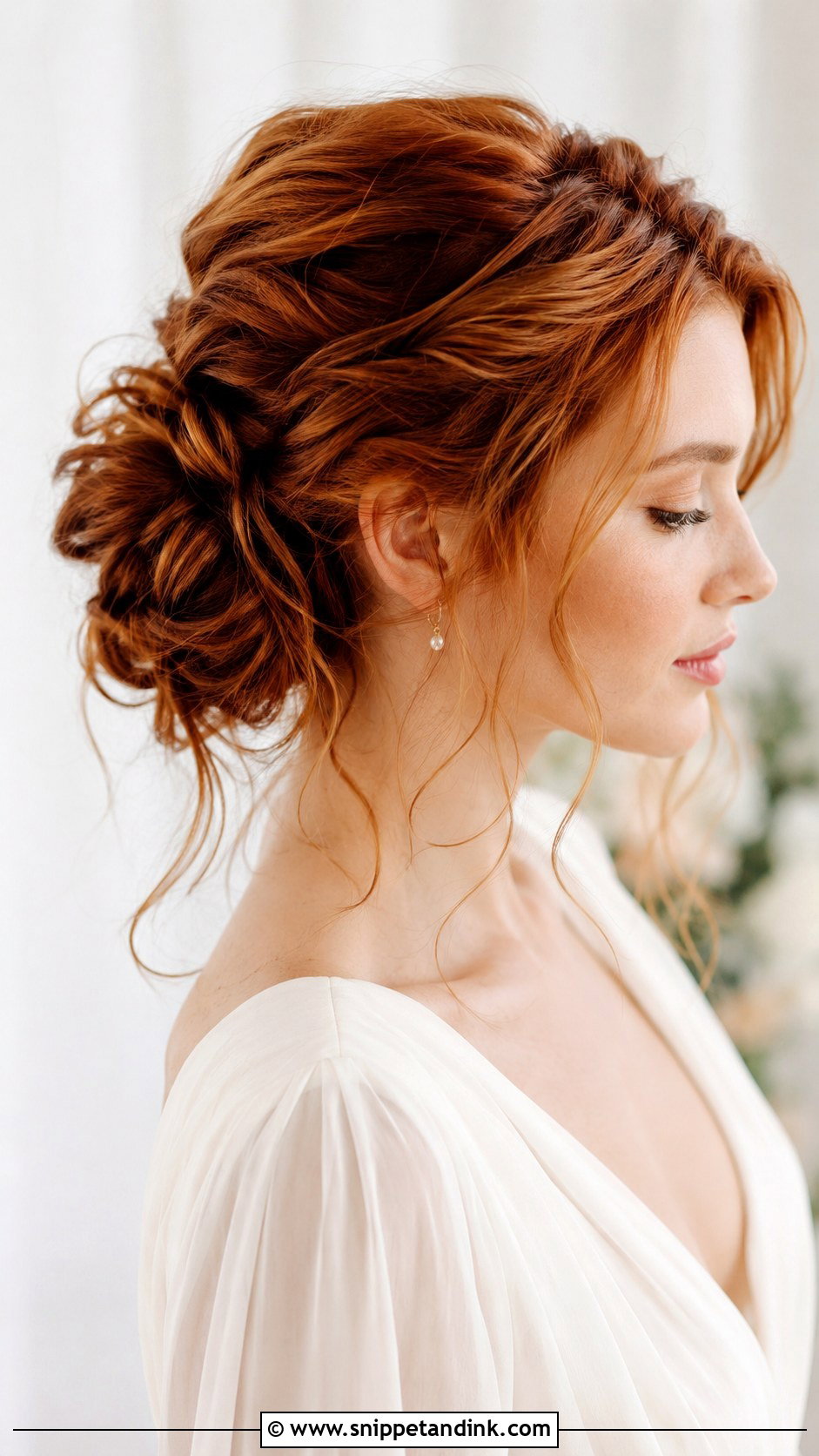 Boho Bridal Messy Bun - Snippet and Ink - 20 Boho Bridal Hair Updo Ideas