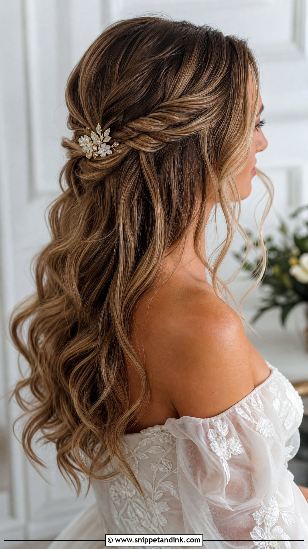 Boho Bridal Twisted Half Up Hair - Snippet and Ink - 15 Boho Bridal Hairstyles