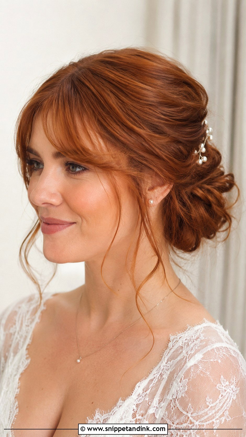 Boho Bridal Updo With Bangs - Snippet and Ink - 20 Boho Bridal Hair Updo Ideas