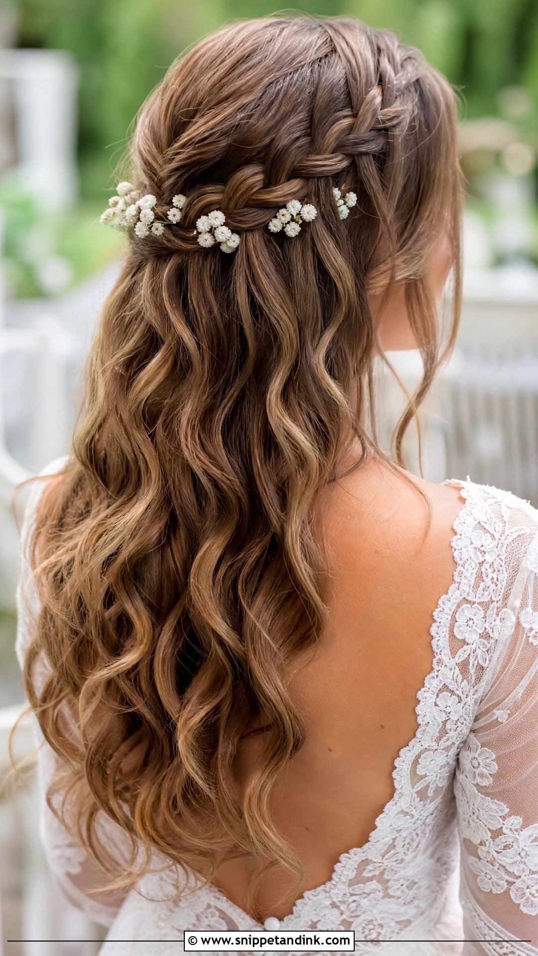 Boho Bridal Waterfall Braid - Snippet and Ink - 15 Boho Bridal Hair Down Ideas