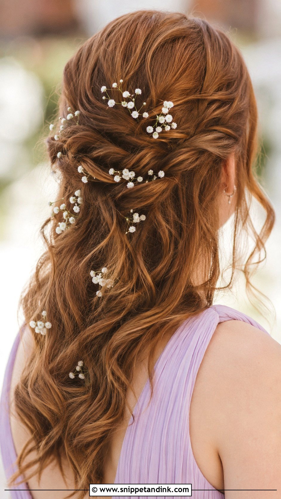Boho Bridesmaid Hair With Babys Breath - Snippet and Ink - 20 Boho Bridesmaid Hairstyles