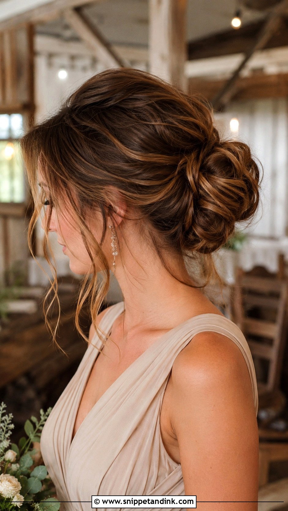 Boho Bridesmaid Messy Bun - Snippet and Ink - 25 Boho Bridesmaid Hair Ideas