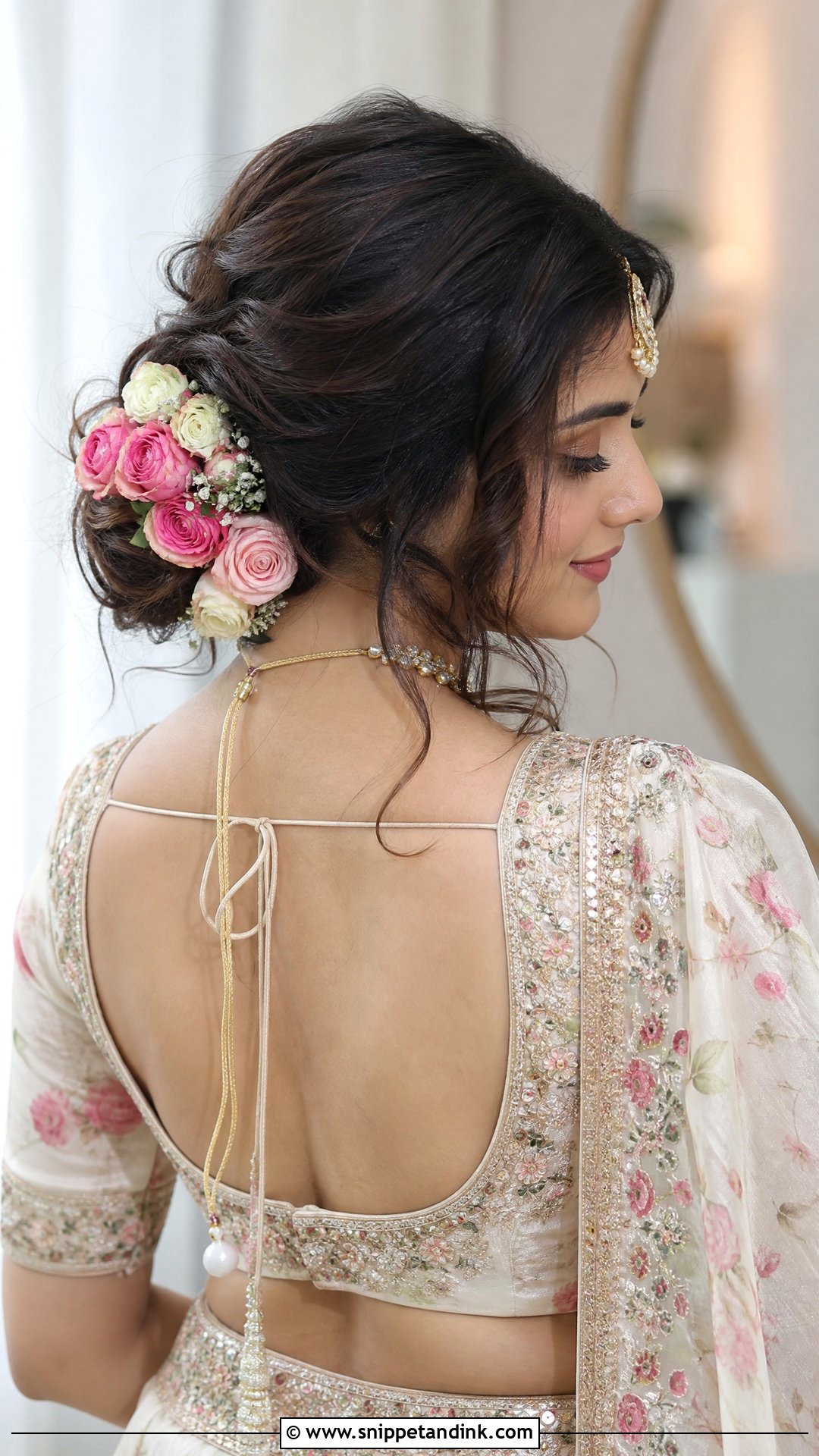 Boho Bun With Roses - Snippet and Ink - 20 Mandap Hairstyle for Bride Ideas
