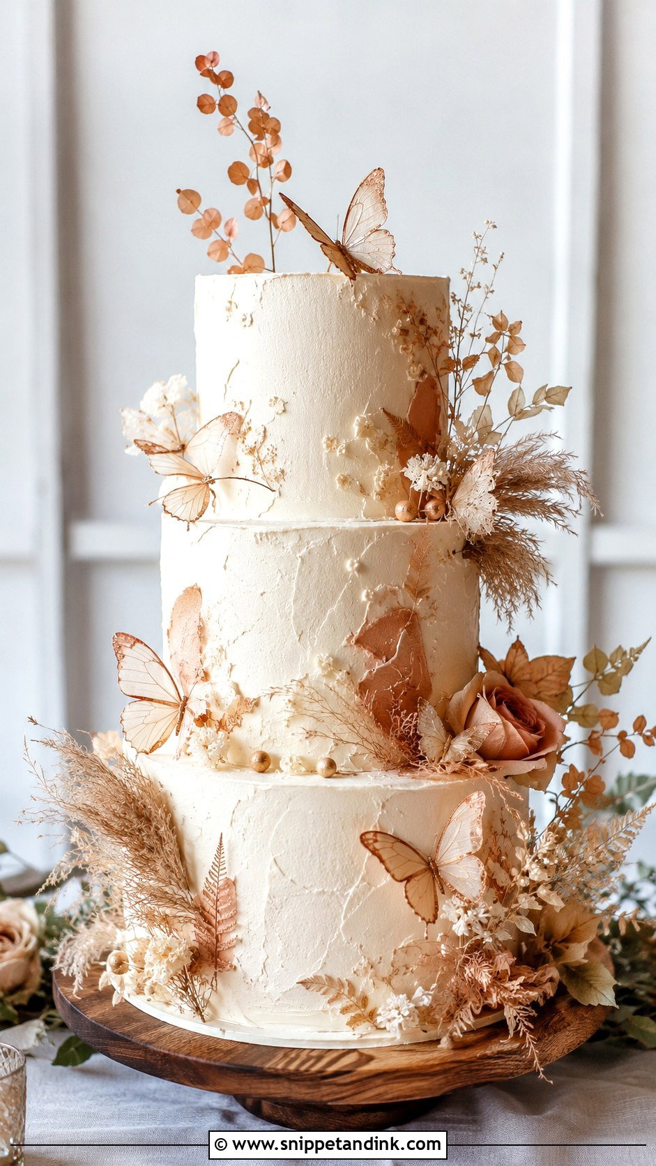 Boho Butterfly Wedding Cake - Snippet and Ink - 20 Cake Ideas with Butterfly for Wedding