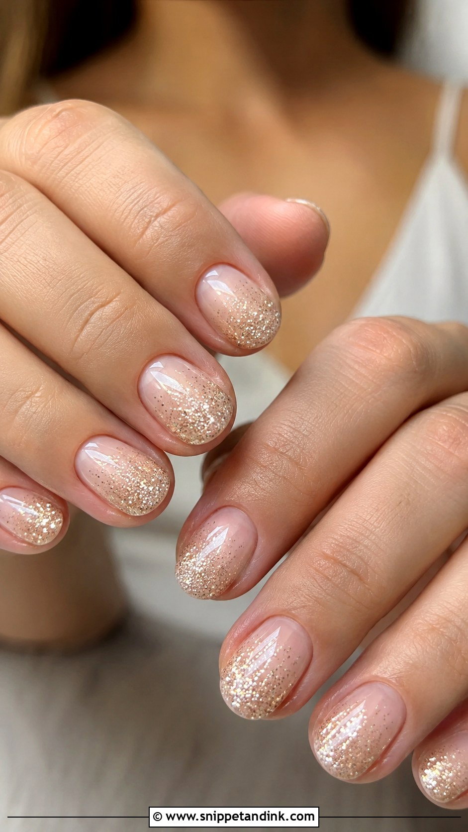 Boho Champagne Glitter Wedding Nails - Snippet and Ink - 20 Boho Wedding Nails for Bride