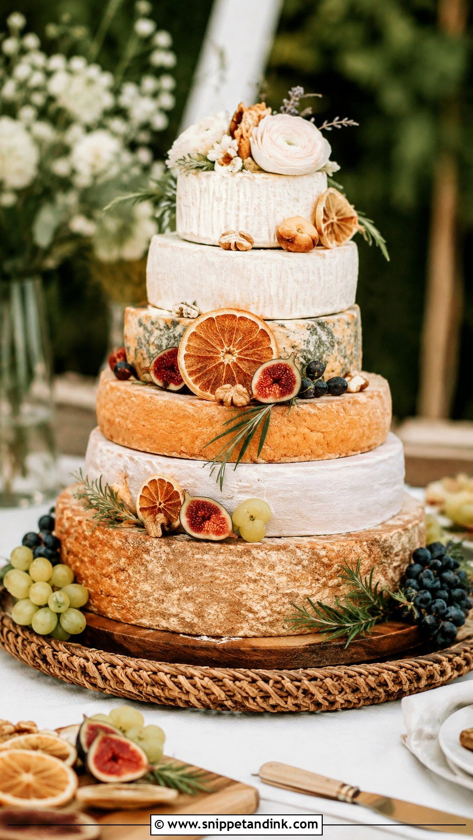 Boho Cheese Board Wedding Cake - Snippet and Ink - 20 Cheese Board Wedding Cake Ideas