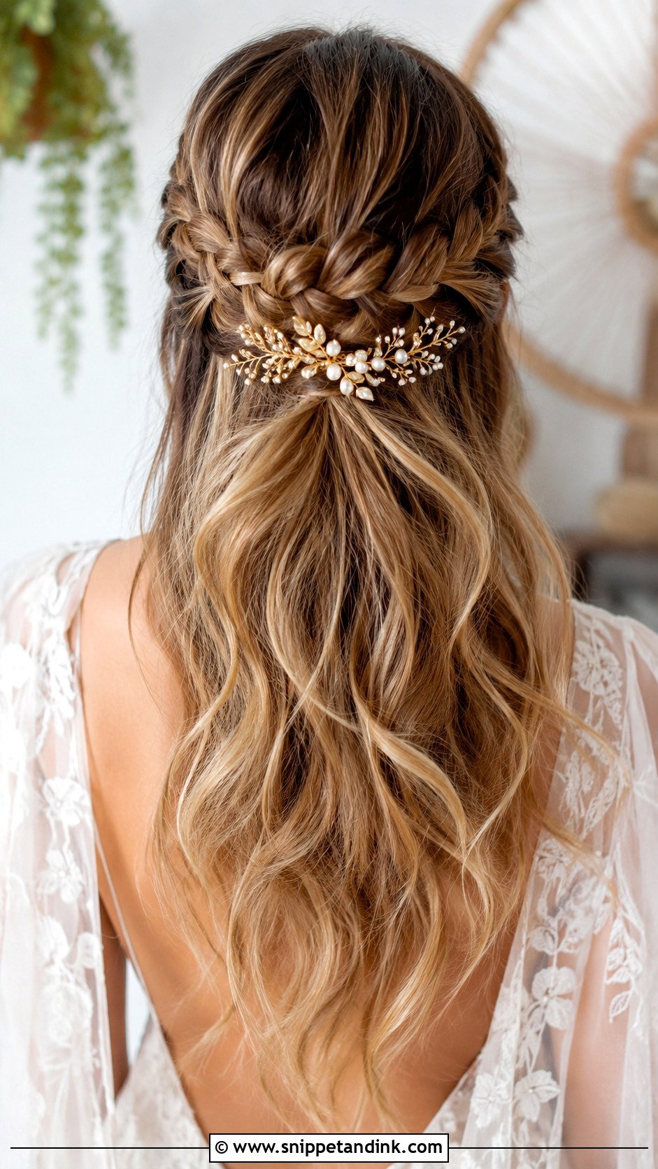 Boho Comb With Half Up Braid - Snippet and Ink - 20 Bridal Hair Comb Ideas