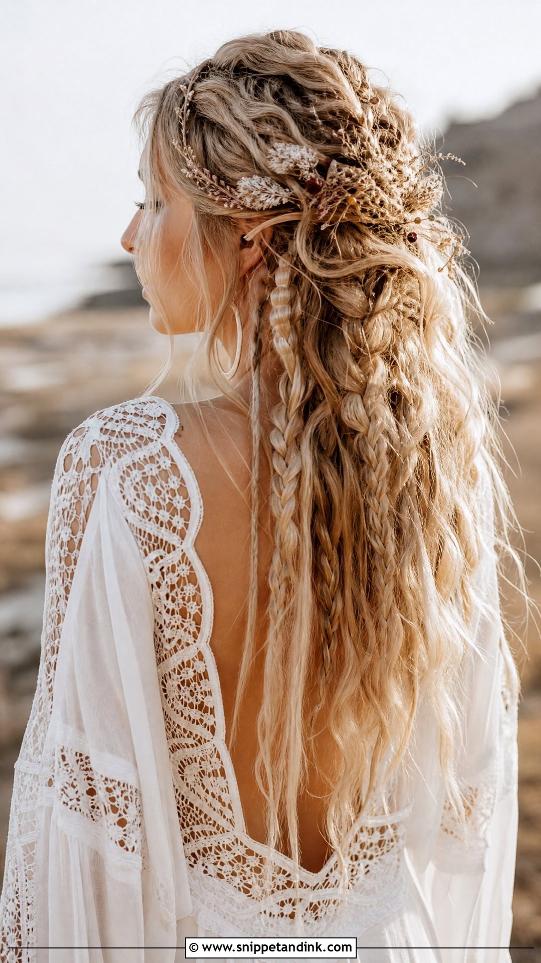 Boho Crimped Wedding Hair With Braids - Snippet and Ink - 20 Crimped Wedding Hair Ideas