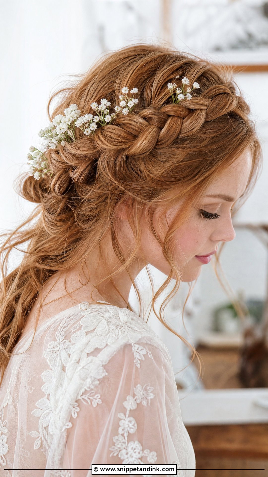 Boho Crown Braid With Flowers - Snippet and Ink - 15 Bride Hair Crown Ideas