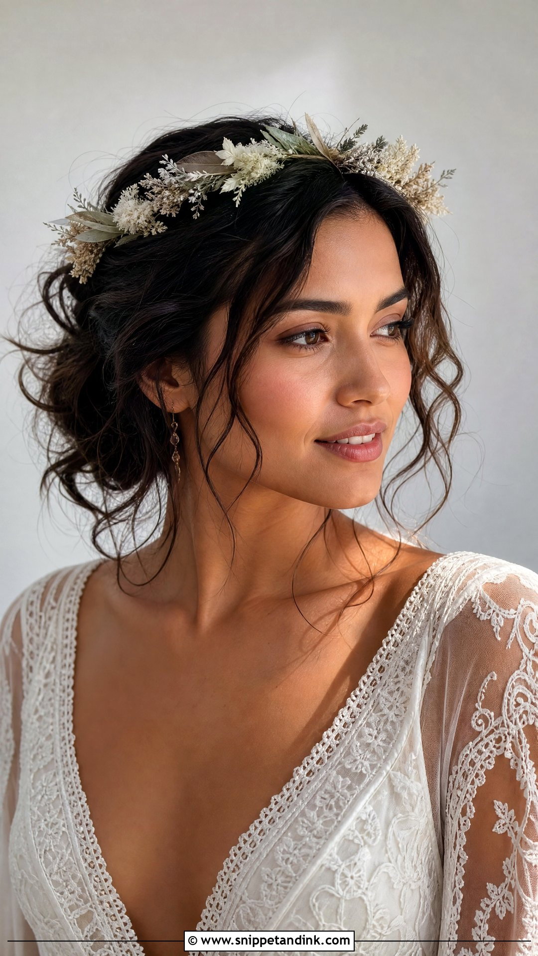Boho Crown With Loose Tendrils - Snippet and Ink - 20 Bridal Crown Hairstyles