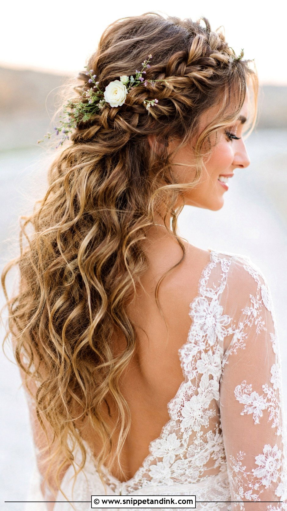 Boho Curls With Braided Crown - Snippet and Ink - 25 Wedding Curls