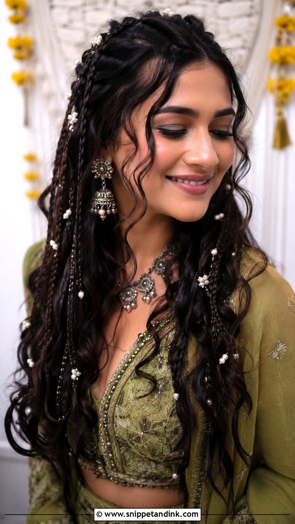 Boho Curls With Braids - Snippet and Ink - 25 Open Hair Indian Bride Ideas