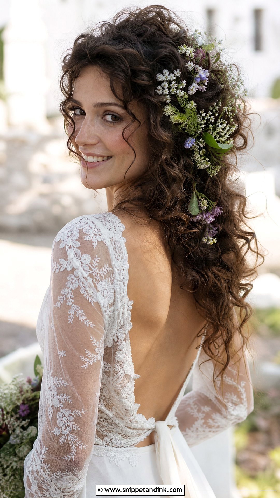 Boho Curls With Flowers - Snippet and Ink - 20 Curl Hairstyles for Wedding