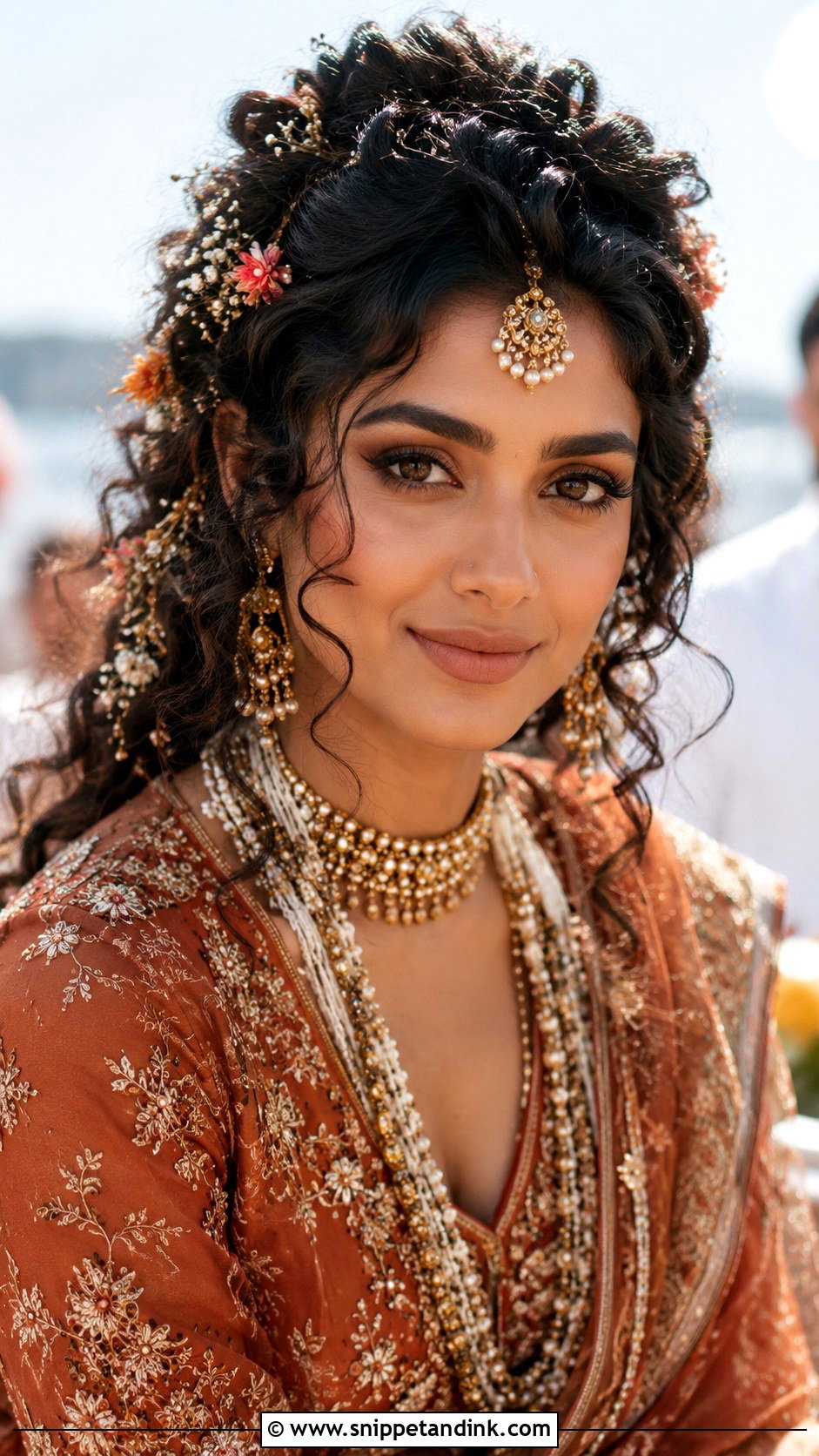 Boho Curls with Hair Accessories for Indian Wedding - Snippet and Ink - 25 Curls Open Hairstyles Indian Wedding
