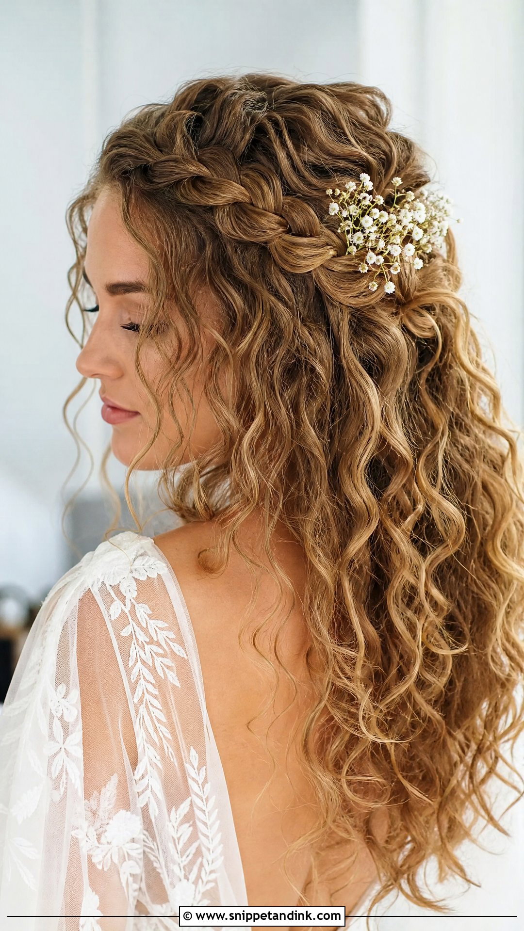 Boho Curly Bridal Hair - Snippet and Ink - 15 Bridal Hair for Curly Hair Ideas