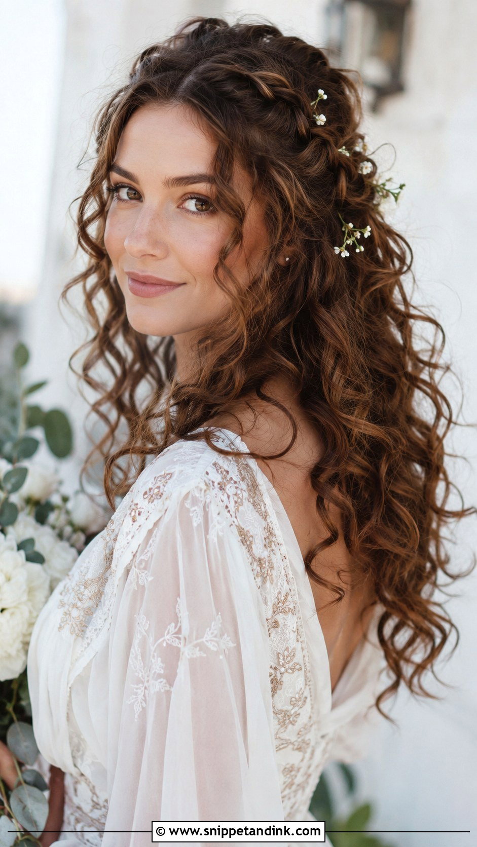 Boho Curly Hair Down Wedding Style - Snippet and Ink - 20 Wedding Hairstyles for Natural Curly Hair