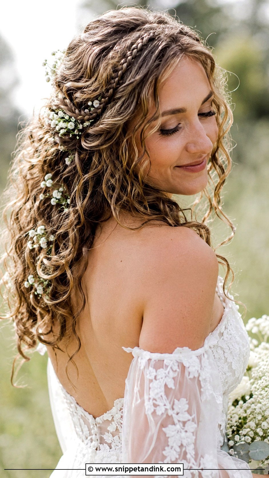 Boho Curly Wedding Hair With Braids - Snippet and Ink - 25 Natural Curls Wedding Hair