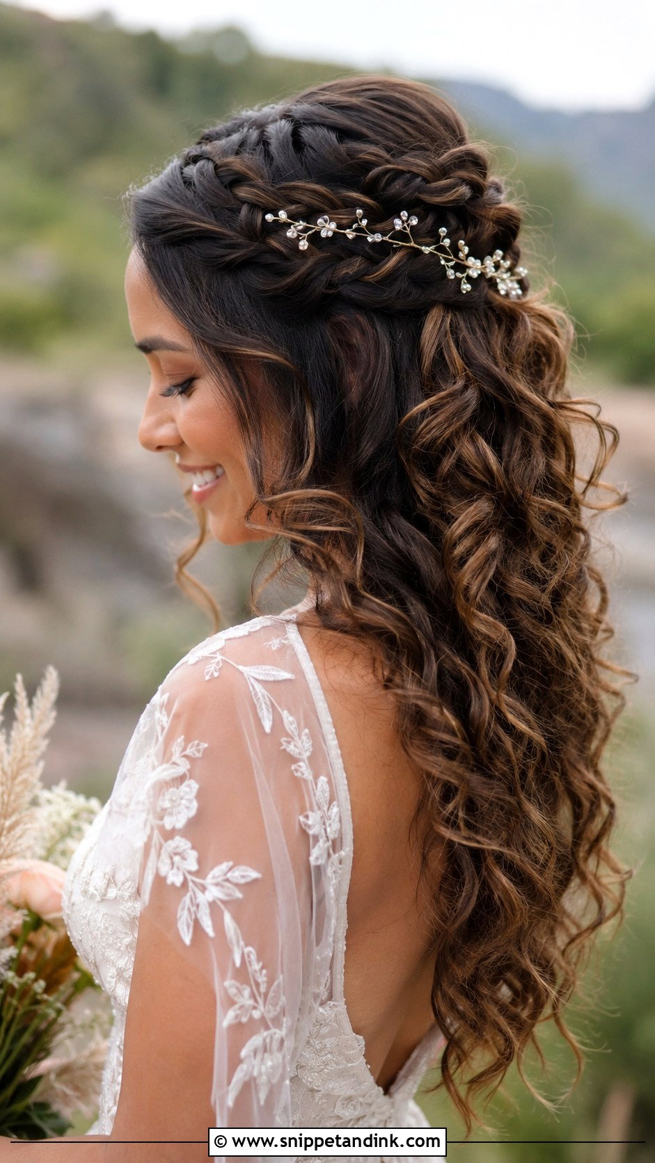 Boho Curly Wedding Hairstyle - Snippet and Ink - 30 Curly Wedding Hairstyles