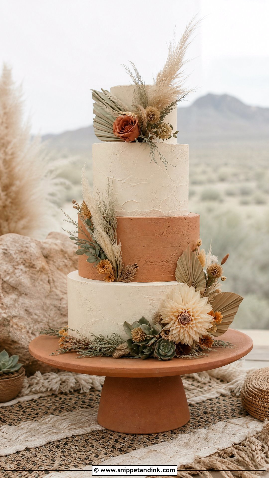 Boho Desert Wedding Cake - Snippet and Ink - 25 Boho Cake Design Ideas for Wedding