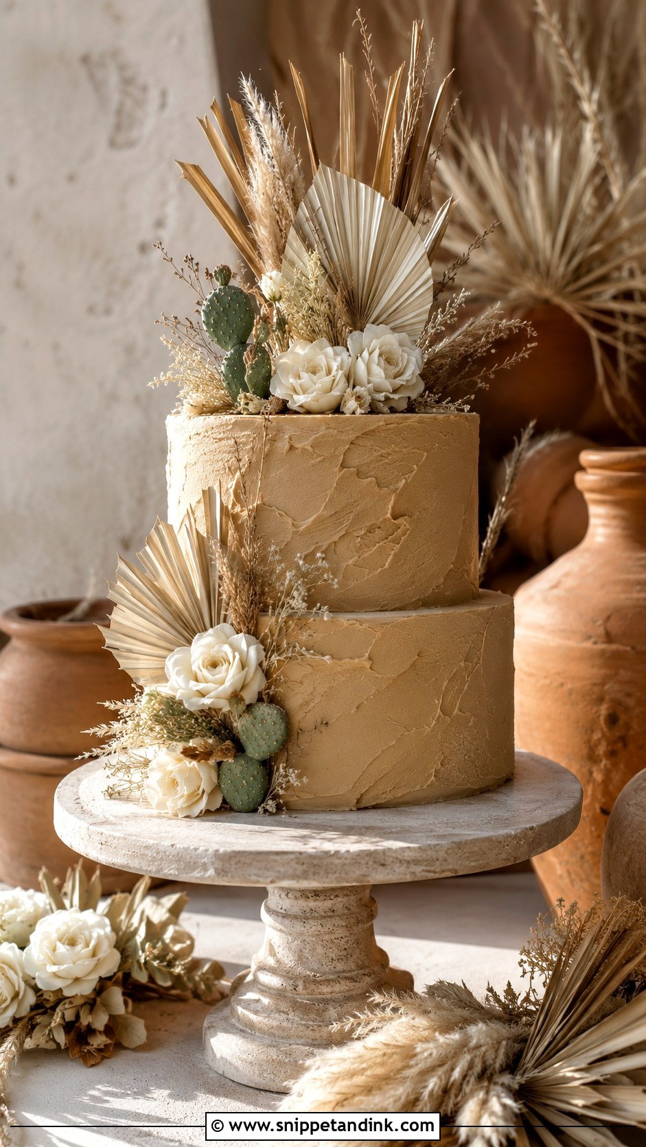 Boho Desert Wedding Cake - Snippet and Ink - 20 Boho Style Cake Ideas for Wedding