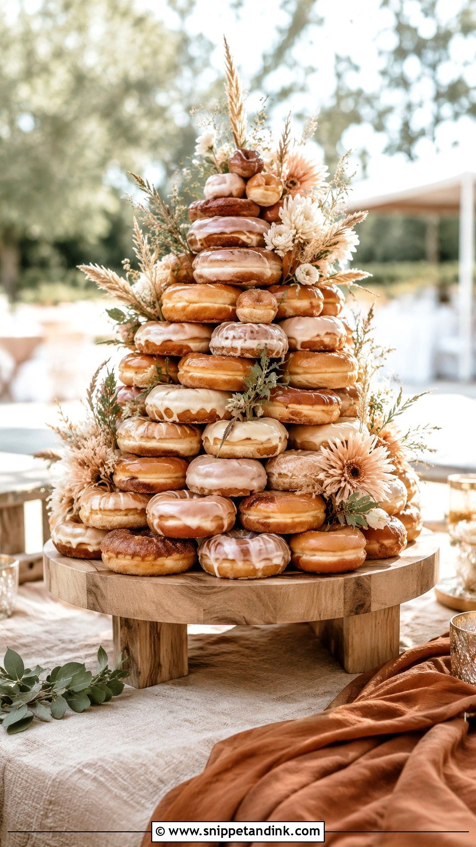 Boho Donut Wedding Cake - Snippet and Ink - 20 Wedding Donut Cake Ideas