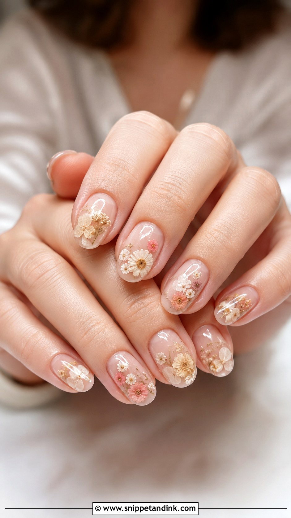 Boho Dried Flower Wedding Nails - Snippet and Ink - 20 Boho Wedding Nails for Bride