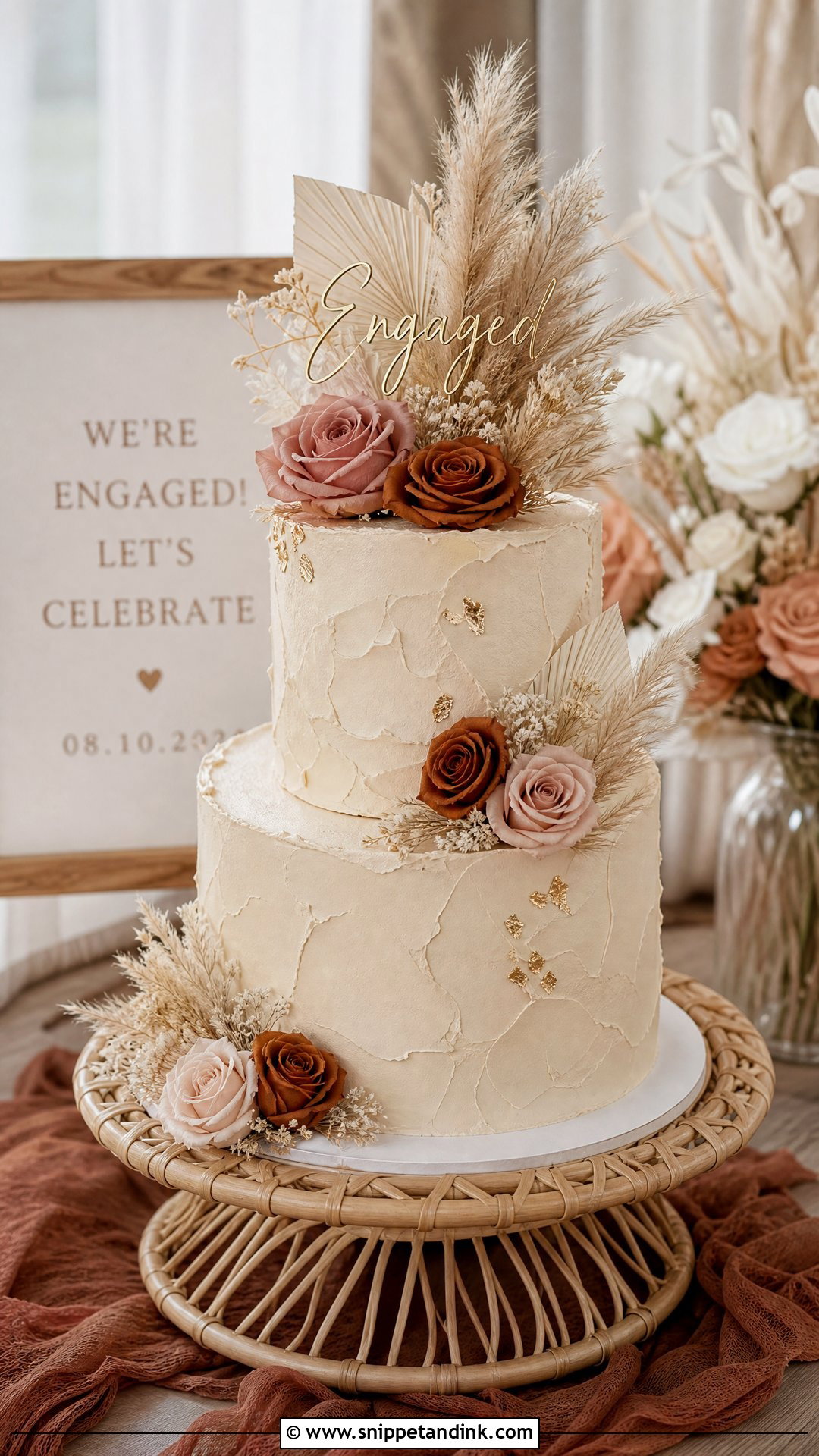 Boho Engagement Cake - Snippet and Ink - 25 Unique Engagement Cake Designs