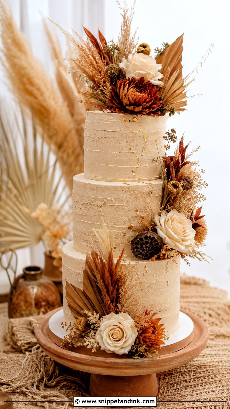 Boho Fall Wedding Cake - Snippet and Ink - 20 Fall Wedding Cakes