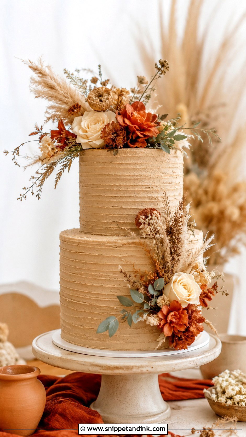 Boho Fall Wedding Cake - Snippet and Ink - 20 Autumn Theme Cake Ideas for Wedding