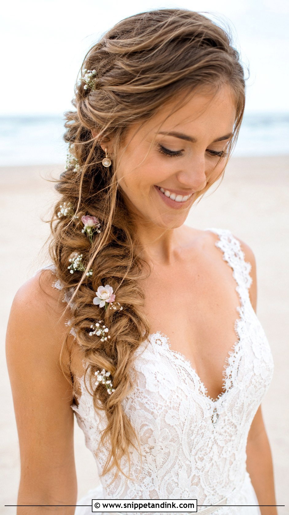 Boho Fishtail Braid for Beach Weddings - Snippet and Ink - 25 Beach Bridal Hair Ideas