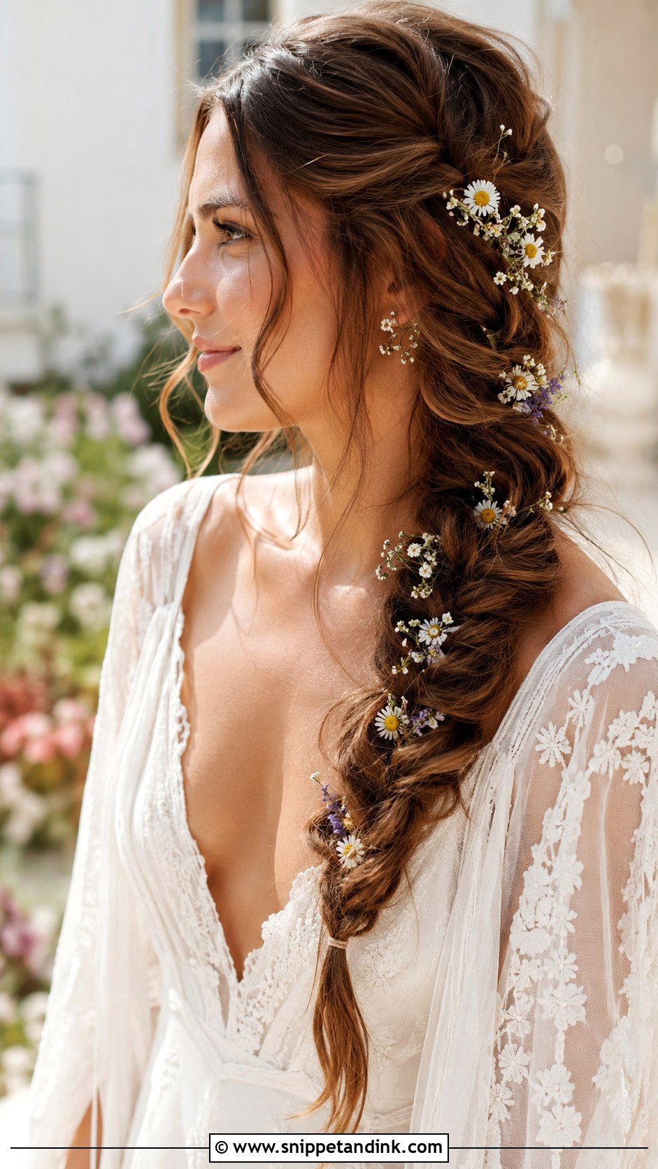 Boho Fishtail Braid for Brunettes - Snippet and Ink - 25 Brunette Bridal Hair Ideas