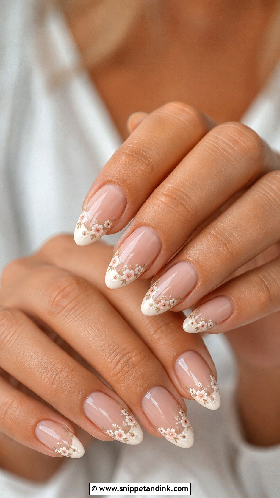 Boho Floral French Wedding Nails - Snippet and Ink - 20 Boho Wedding Nails for Bride